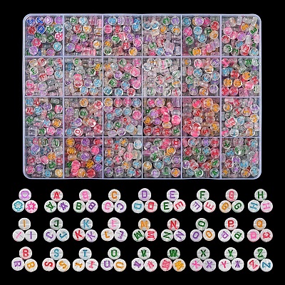 1200Pcs 24 Style Transparent Acrylic Enamel Beads MACR-YW0001-66-1