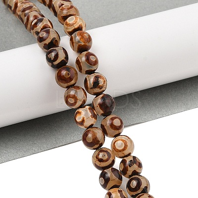 Natural Tibetan 3-Eye dZi Agate Beads Strands G-A240-A02-01-1