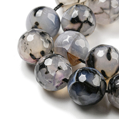 Faceted Natural Dragon Veins Agate Beads Strands G-F447-12mm-L01-1