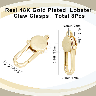 8Pcs Brass Lobster Claw Clasps KK-CN0002-38-1