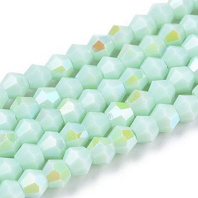 Opaque Solid Color Electroplate Glass Beads Strands EGLA-A039-P2mm-L20-1