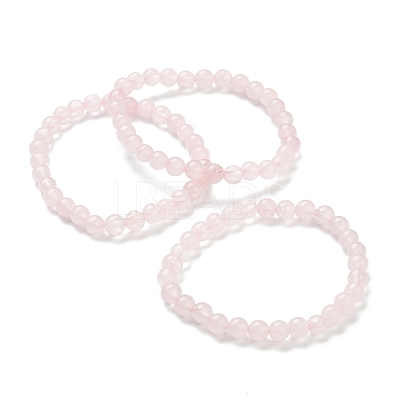 Natural Rose Quartz Beaded Stretch Bracelets BJEW-A117-B-11-1