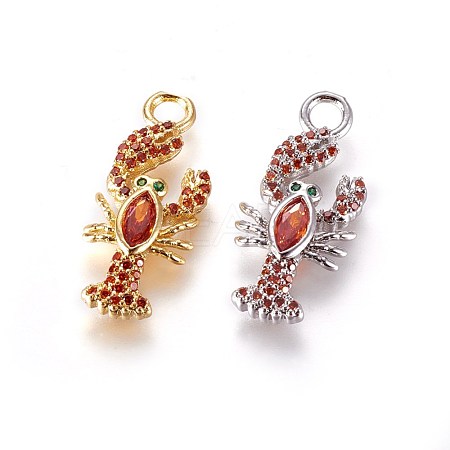 Brass Micro Pave Cubic Zirconia Pendants ZIRC-L075-25-1