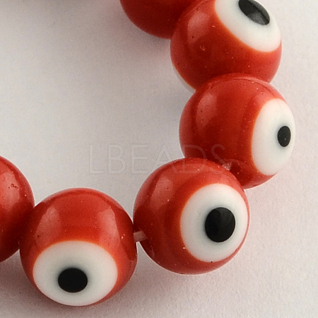 Round Handmade Evil Eye Lampwork Beads Strands LAMP-R114-8mm-05-1