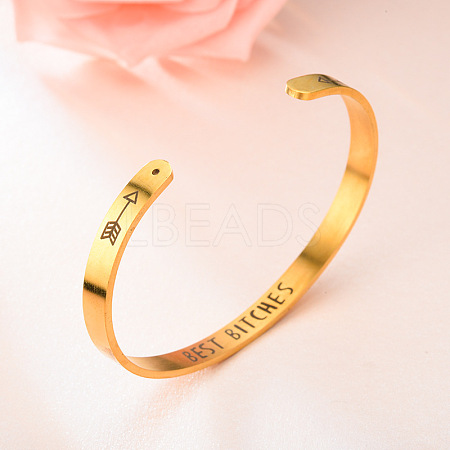 Inspirational Stainless Steel Cuff Bangles for Men Women FS-WG0E735-08-1