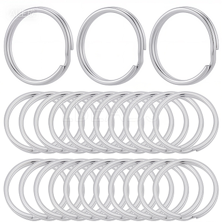 40Pcs 304 Stainless Steel Split Key Rings STAS-CY0001-01A-P-1