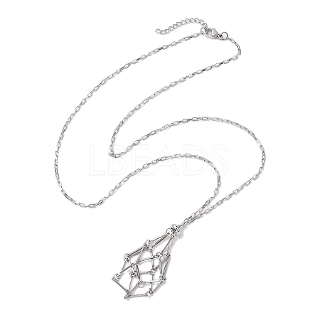 Stainless Steel Macrame Pouch Empty Stone Holder for Necklace Makings NJEW-JN04826-02-1