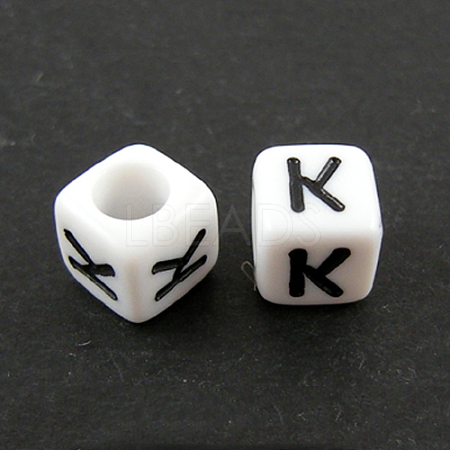 Letter Acrylic European Large Hole Beads X-OPDL-R050-10mm-K-1