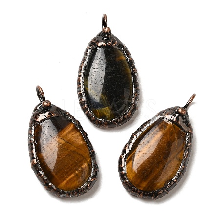 Natural Tiger Eye Pendants G-K381-05R-06-1