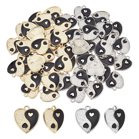  60Pcs 2 Colors Alloy Enamel Pendants ENAM-NB0002-15-1