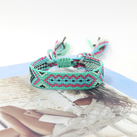 Polyester Braided Rhombus Pattern Cord Bracelet FIND-PW0013-004A-26-1
