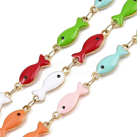 304 Stainless Steel Enamel Fish Link Chains CHS-F023-01J-G-1