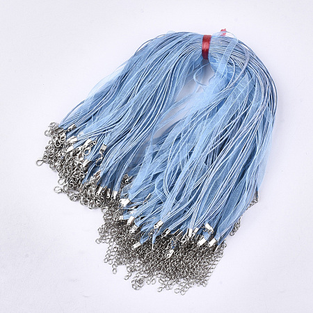 Waxed Cord and Organza Ribbon Necklace Making NCOR-T002-168-1