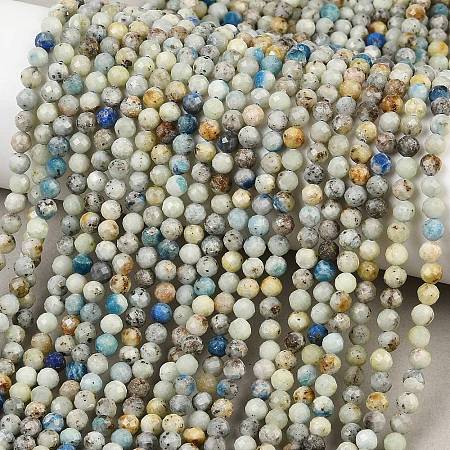 Natural Blue Azurite in Calcite Beads Strands LS-G-P618-4mm-01-1
