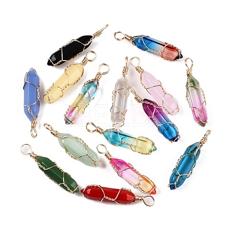 Lampwork Pendants GLAA-T023-07A-1