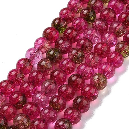 Crackle Glass Round Bead Strands CCG-C001-01B-02-1