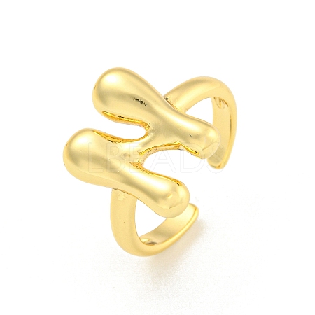 Brass Letter Open Cuff Rings for Women RJEW-G313-01N-G-1
