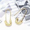 304 Stainless Steel Safety Pin Charm Huggie Hoop Earrings for Women EJEW-C096-41G-5