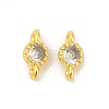 Brass Cubic Zirconia Flat Round Connector Charms KK-H204-02G-04-1
