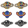 6Pcs 3 Styles Glass Rhinestone & Wool Planet Brooches JEWB-FH00040-1