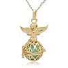 Golden Tone Brass Hollow Round Cage Pendants KK-J238-07G-3