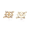 Ion Plating(IP) Brass Pave Clear Cubic Zirconia Connector Charm KK-C005-05G-1