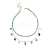 2Pcs 2 Style Natural & Synthetic Mixed Gemstone Chip Beaded Bib Necklaces Set NJEW-TA00106-1