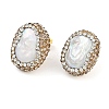 Rack Plating Oval Brass With Rhinestone & Natural Pearl Handmade Indonesia Stud Earrings EJEW-U010-04B-G-1