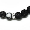 Natural Black Agate Beads Stretch Bracelets BJEW-R309-02-A08-2
