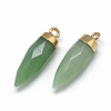 Natural Green Aventurine Pointed Pendants G-Q495-10G-2