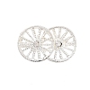 Rack Plating Brass Pave Clear Cubic Zirconia Double Wheel Links Connector Charms KK-S379-07S-1