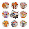 DIY Cattle & Flower Pattern Coaster Diamond Painting Kits DIY-TAC0016-53-1