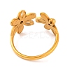 Ion Plating(IP) 304 Stainless Steel Flower Open Cuff Finger Rings for Women RJEW-S414-29B-G-3