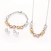 304 Stainless Steel Link Bracelets & Stud Earrings & Pendant Necklaces Sets SJEW-E335-05-2