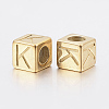 304 Stainless Steel Large Hole Letter European Beads X-STAS-H428-01G-K-2