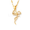 Elegant Brass Pave Clear Cubic Zirconia Bowknot Necklaces for Women NG1085-1-2