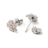 Enamel Clover with Crystal Rhinestone Stud Earrings with 316 Surgical Stainless Steel Pins EJEW-A081-12P-01-2