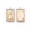 Brass Micro Pave Clear Cubic Zirconia Pendants KK-N232-173G-NF-2