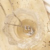 Non-Tarnish Oval with Flower Stainless Steel Pendant Necklace with Cuban Link Chains YS0902-2-1