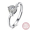 Adjustable 925 Sterling Silver Cubic Zirconia Finger Rings RJEW-BB20727-7-1
