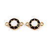 304 Stainless Steel Black and White Enamel Octagon Connector Charms STAS-Z140-11G-1