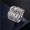 Criss Cross Alloy Crystal Rhinestone Wide Finger Rings FS-WGCE8BA-04-2