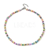 Natural Dyed Freshwater Shell Colorful Nuggets Beaded Necklaces for Women NJEW-JN05434-4