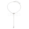 Iron Snake Chain with CCB Plastic Teardrop Tassel Lariat Necklaces FS-WG4E033-02-3
