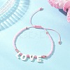 Valentine's Day Dyed Natural White Jade Bead & Rose Quartz & TOHO Round Seed Beads Braided Bead Bracelets for Women BJEW-MZ00244-01-2