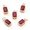 Real 18K Gold Plated Brass Inlaid Cubic Zirconia Charms X-ZIRC-L100-075G-04-1