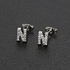 Brass Micro Pave Clear Cubic Zirconia Stud Earrings FS-WGC2F12-14-1