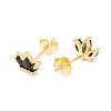 Brass Micro Pave Cubic Zirconia Stud Earring EJEW-C021-02G-3