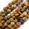 Natural Yellow Moss Agate Beads Strands G-F464-02-1