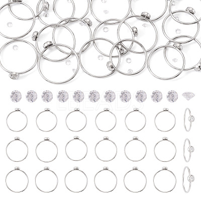 18Pcs 304 Stainless Steel Finger Ring Rhinestone Settings STAS-TA0005-86P-1